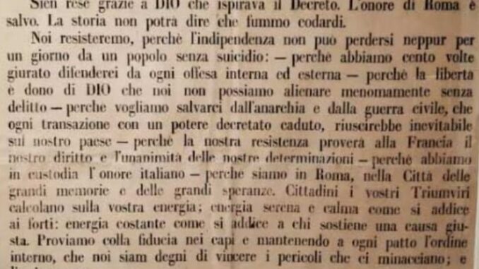 Proclamazione Repubblica Romana - 1849